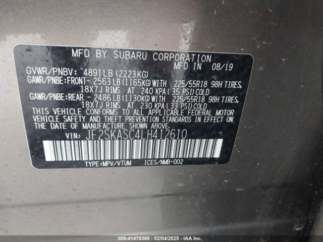 2020 SUBARU FORESTER JF2SKASC4LH412610 Photo 8
