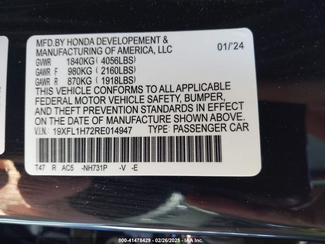 19XFL1H72RE014947 Honda Civic Ex-l
