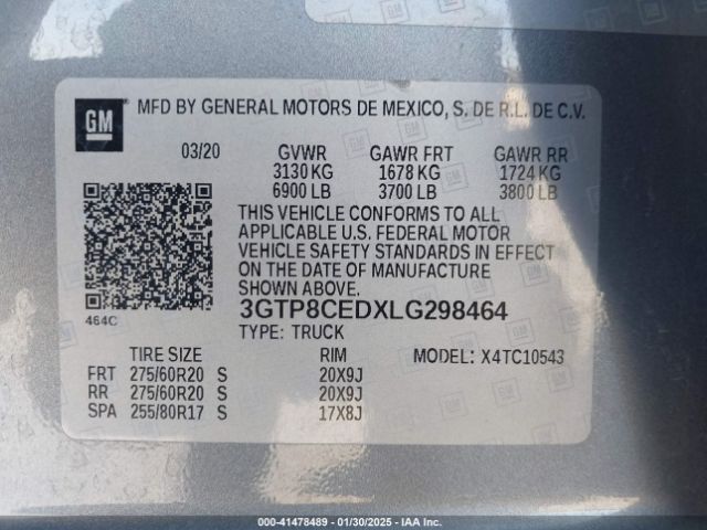 3GTP8CEDXLG298464 GMC Sierra 1500 2wd  Short Box Elevation