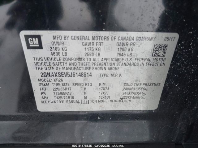 2018 CHEVROLET EQUINOX 2GNAXSEV5J6148614 Photo 8