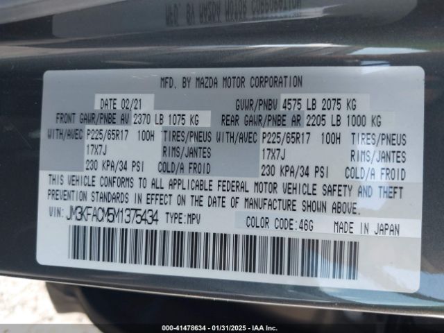 JM3KFACM5M1375434 Mazda Cx-5 Touring