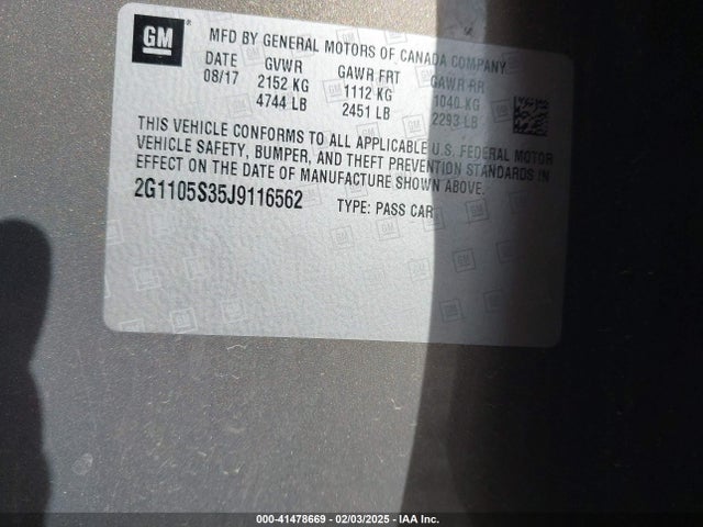 2G1105S35J9116562 Chevrolet IMPALA 1LT