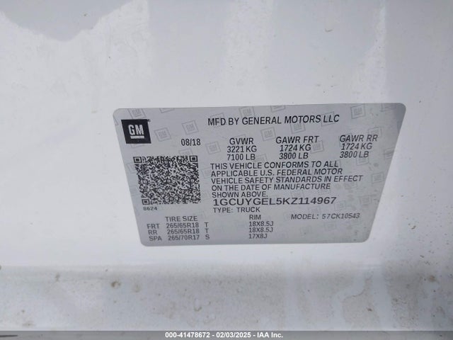 1GCUYGEL5KZ114967 Chevrolet Silverado 1500 Ltz