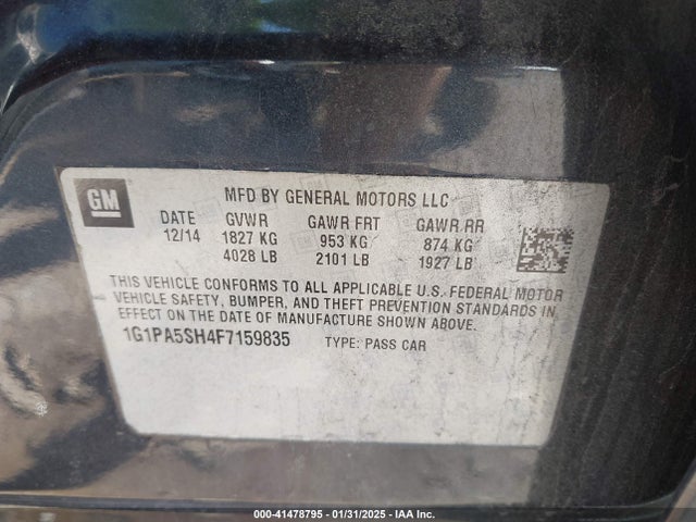 1G1PA5SH4F7159835 Chevrolet Cruze Ls Auto