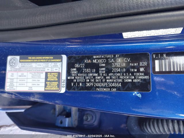3KPF24AD6PE504664 KIA Forte Lxs