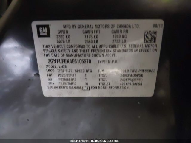 2GNFLFEK4E6106570 Chevrolet EQUINOX 1LT