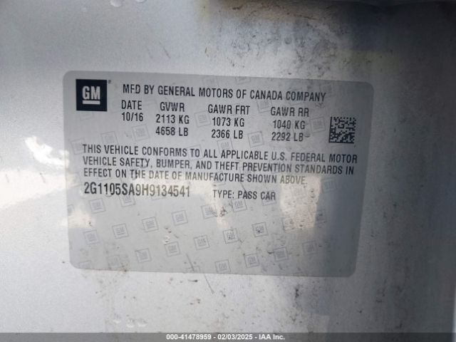 2G1105SA9H9134541 Chevrolet IMPALA 1LT