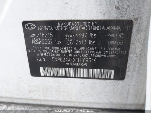 Hyundai SONATA SE 2015 5NPE24AFXFH169349 Image 9