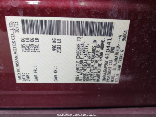 1N4AA6AP9GC410441 Nissan Maxima 3.5 Platinum
