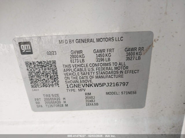 1GNEVNKW5PJ216797 Chevrolet Traverse Awd High Country