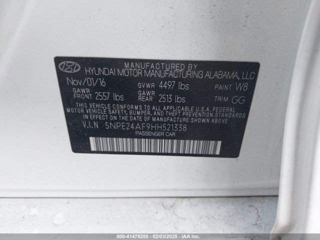 5NPE24AF9HH521338 Hyundai Sonata