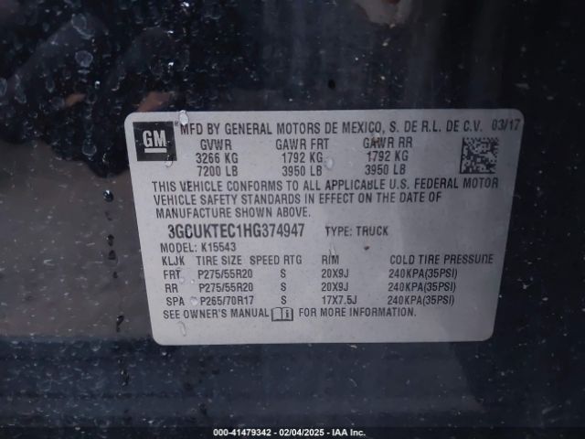 3GCUKTEC1HG374947 Chevrolet Silverado 1500 High Country
