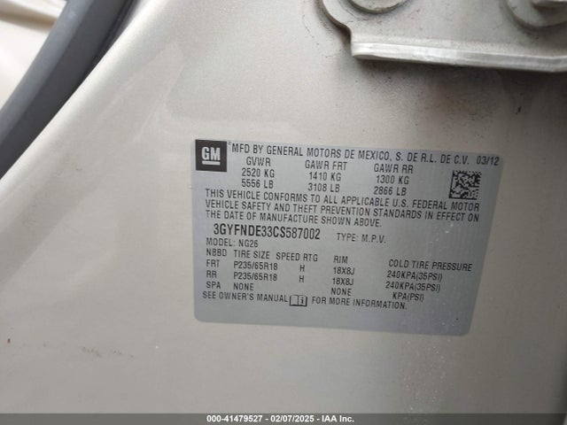 2012 CADILLAC SRX 3GYFNDE33CS587002 Photo 8