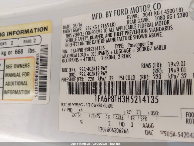 Ford Mustang Ecoboost 2017 1FA6P8TH3H5214135 Image 8