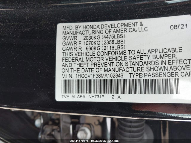 Honda Accord Sport 2021 1HGCV1F38MA102346 Image 9
