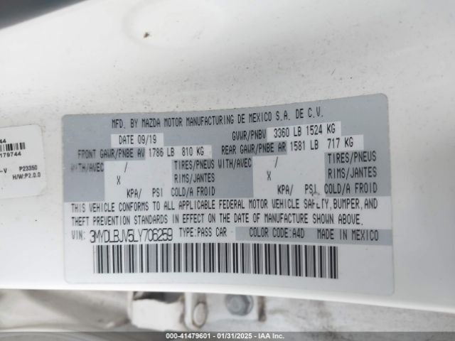 3MYDLBJV5LY706259 Toyota YARIS LE