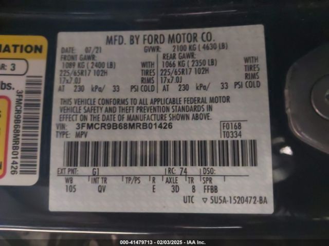 3FMCR9B68MRB01426 Ford Bronco Sport Big Bend