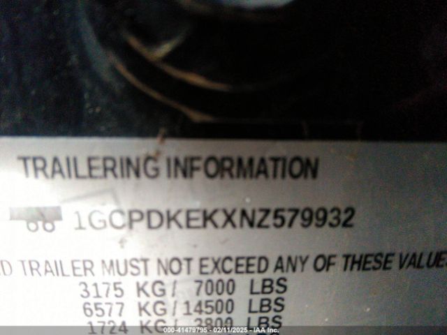 1GCPDKEKXNZ579932 Chevrolet Silverado 1500 4wd  Short Bed Lt With 2fl