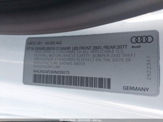 WAUW2AFC6HN025573 Audi A7 3.0t Premium Plus