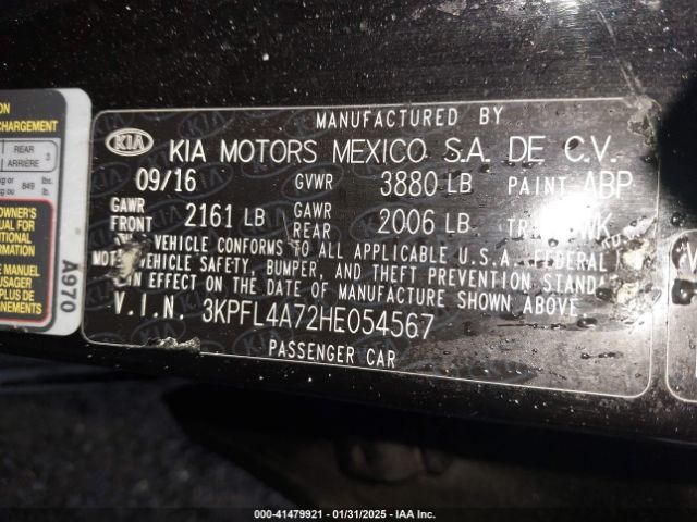 3KPFL4A72HE054567 KIA FORTE S
