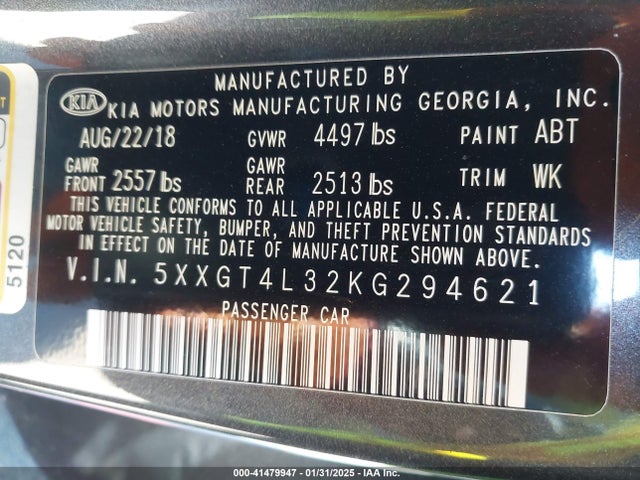 5XXGT4L32KG294621 KIA Optima Lx