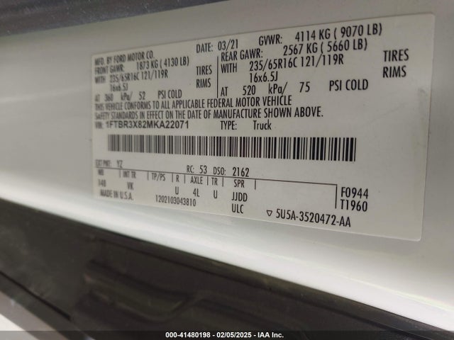 Ford Transit-250 Cargo Van 2021 1FTBR3X82MKA22071 Image 9