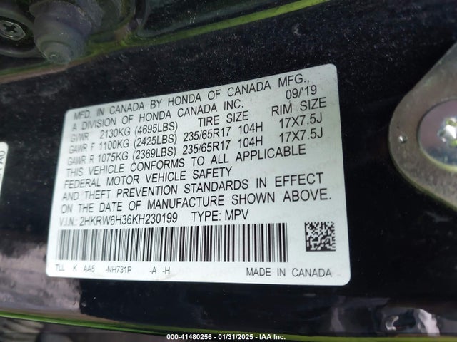 Honda CR-V LX 2019 2HKRW6H36KH230199 Image 9