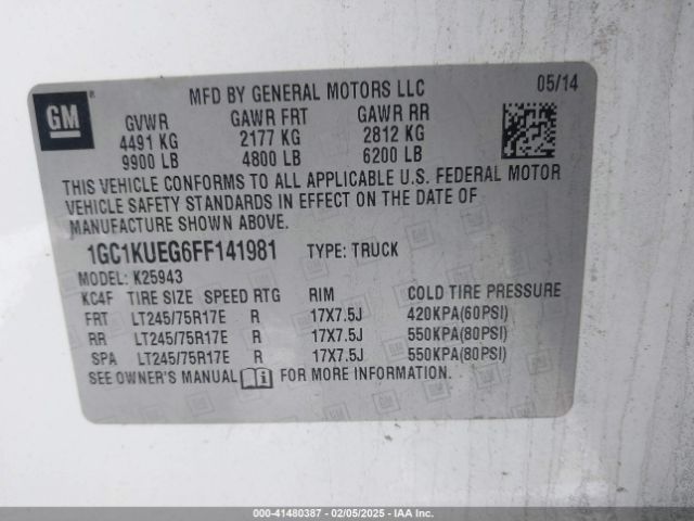 1GC1KUEG6FF141981 Chevrolet Silverado 2500hd Wt
