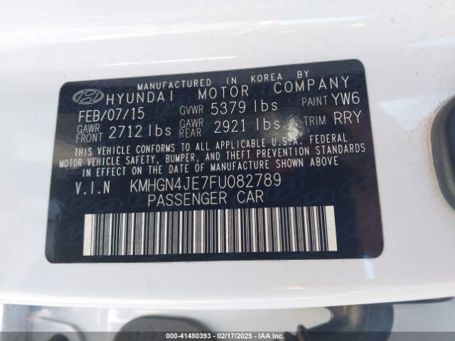 KMHGN4JE7FU082789 Hyundai Genesis 3.8