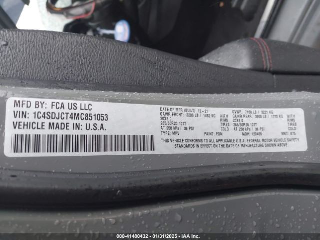 2021 DODGE DURANGO 1C4SDJCT4MC851053 Photo 8