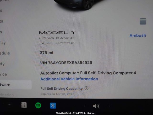 7SAYGDEEXSA354929 Tesla Model Y Long Range Dual Motor All-wheel Drive