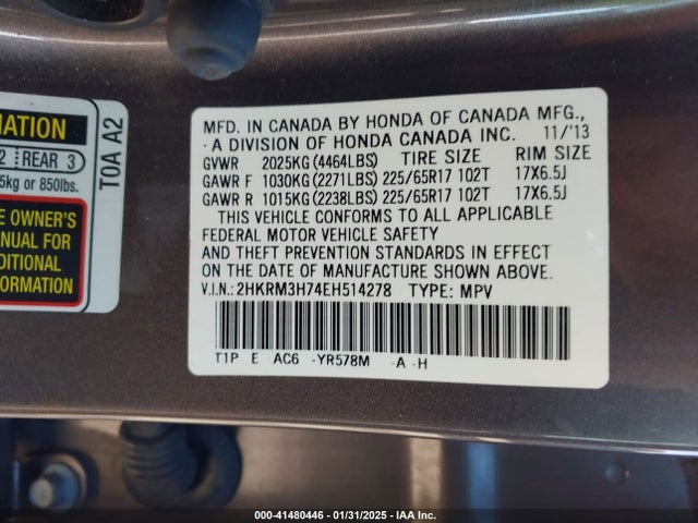 Honda Cr-v Ex-l 2014 2HKRM3H74EH514278 Image 9