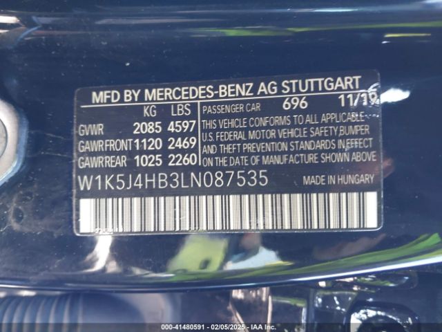 W1K5J4HB3LN087535 Mercedes-Benz CLA 250 4MATIC