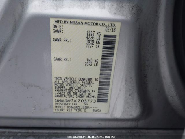 1N4AL3AP7JC203773 Nissan Altima 2.5 Sl