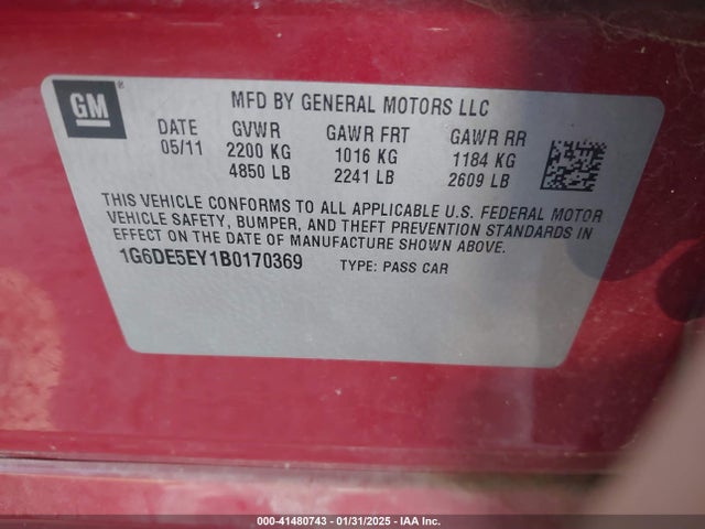 2011 CADILLAC CTS 1G6DE5EY1B0170369 Photo 8