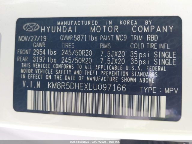 2020 HYUNDAI PALISADE KM8R5DHEXLU097166 Photo 8