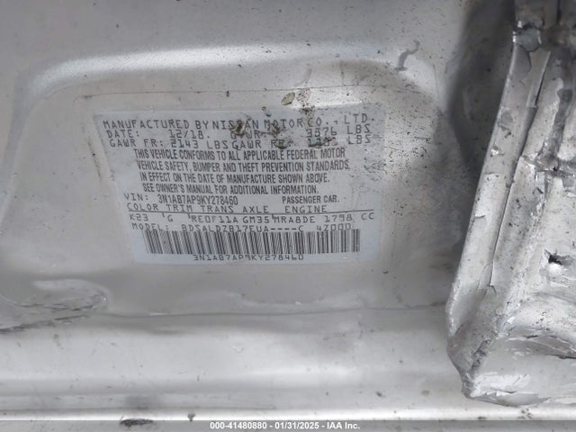 3N1AB7AP9KY278460 Nissan SENTRA SV