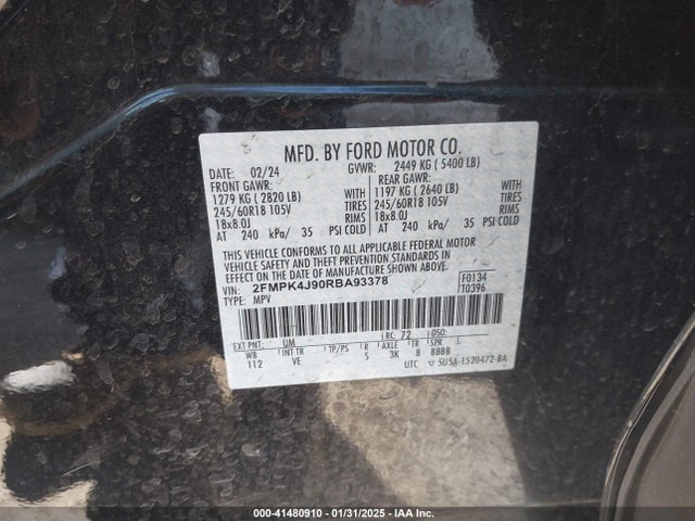 Ford EDGE SEL 2024 2FMPK4J90RBA93378 Image 9