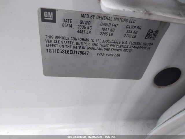 Chevrolet MALIBU 1LT 2014 1G11C5SL6EU170047 Image 9