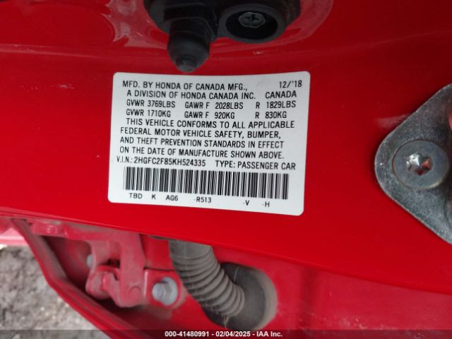 2HGFC2F85KH524335 Honda Civic Sport