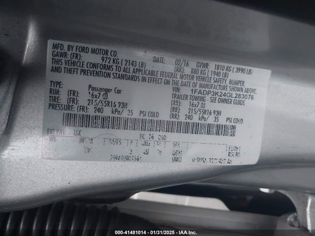 Ford FOCUS SE 2016 1FADP3K24GL283076 Image 9