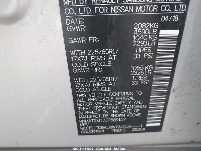 Nissan ROGUE SV 2018 KNMAT2MT7JP589147 Image 9