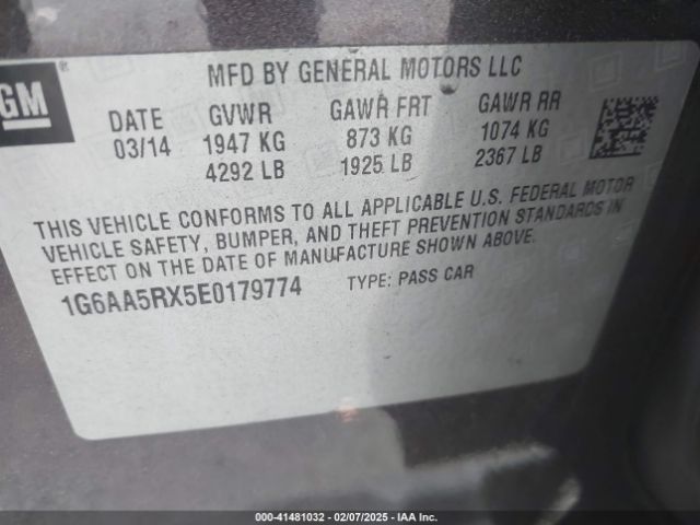 1G6AA5RX5E0179774 Cadillac Ats Standard