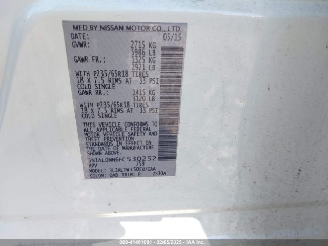 5N1AL0MN6FC530252 Infiniti QX60