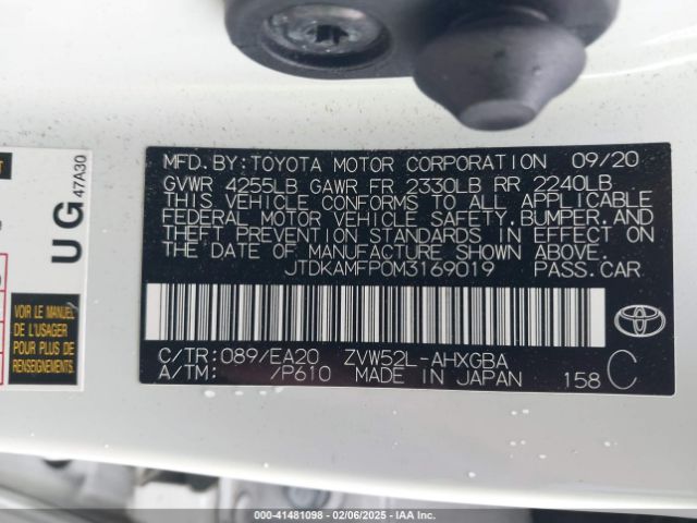 JTDKAMFP0M3169019 Toyota Prius Prime Xle