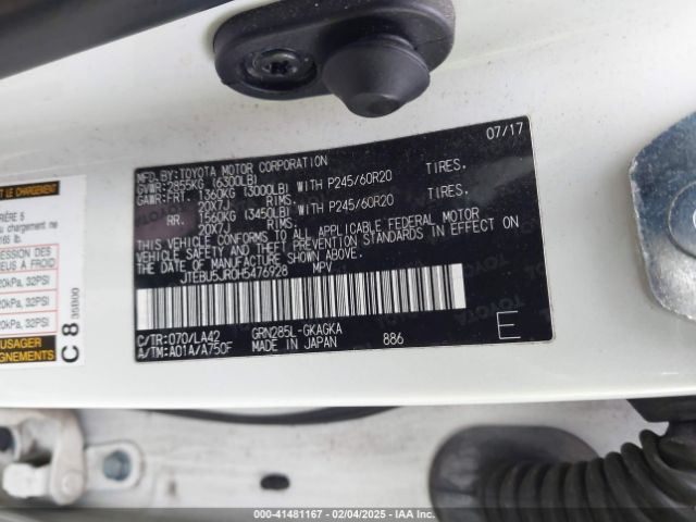 JTEBU5JR0H5476928 Toyota 4runner Limited