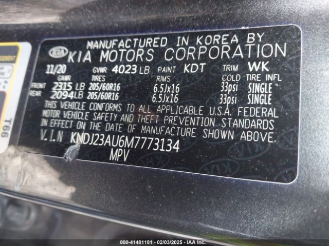 KNDJ23AU6M7773134 KIA SOUL S