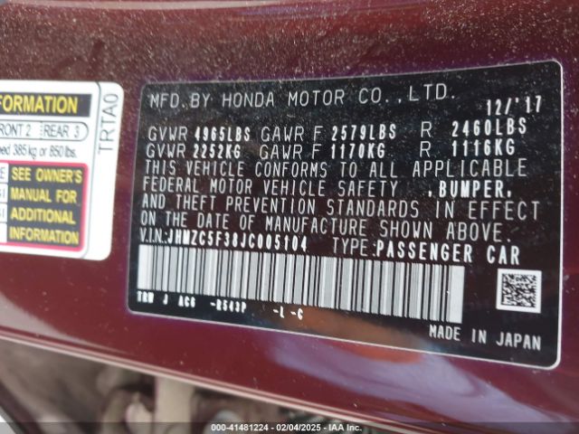 JHMZC5F38JC005104 Honda Clarity Plug-in Hybrid Touring