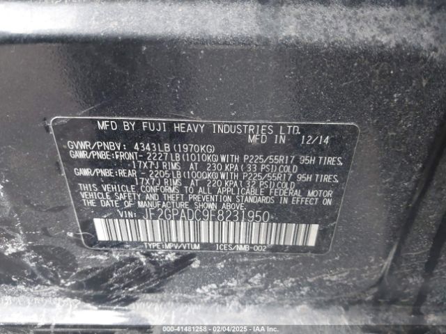 JF2GPADC9F8231950 Subaru Xv Crosstrek 2.0i Premium