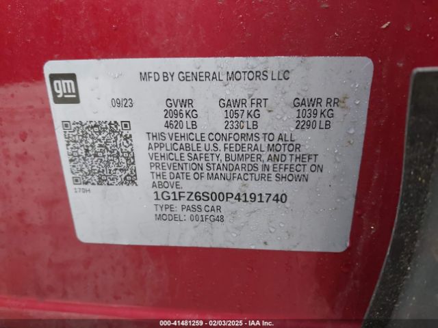 1G1FZ6S00P4191740 Chevrolet Bolt Euv Fwd Premier